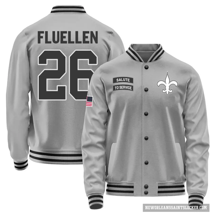 Men's ＃26 Travion Fluellen New Orleans Saints Gray Salute to Service Performance Jacket