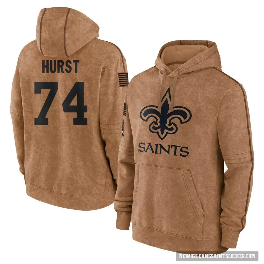 Men's ＃74 James Hurst New Orleans Saints Brown 2023 Salute To Service Club Pullover Hoodie