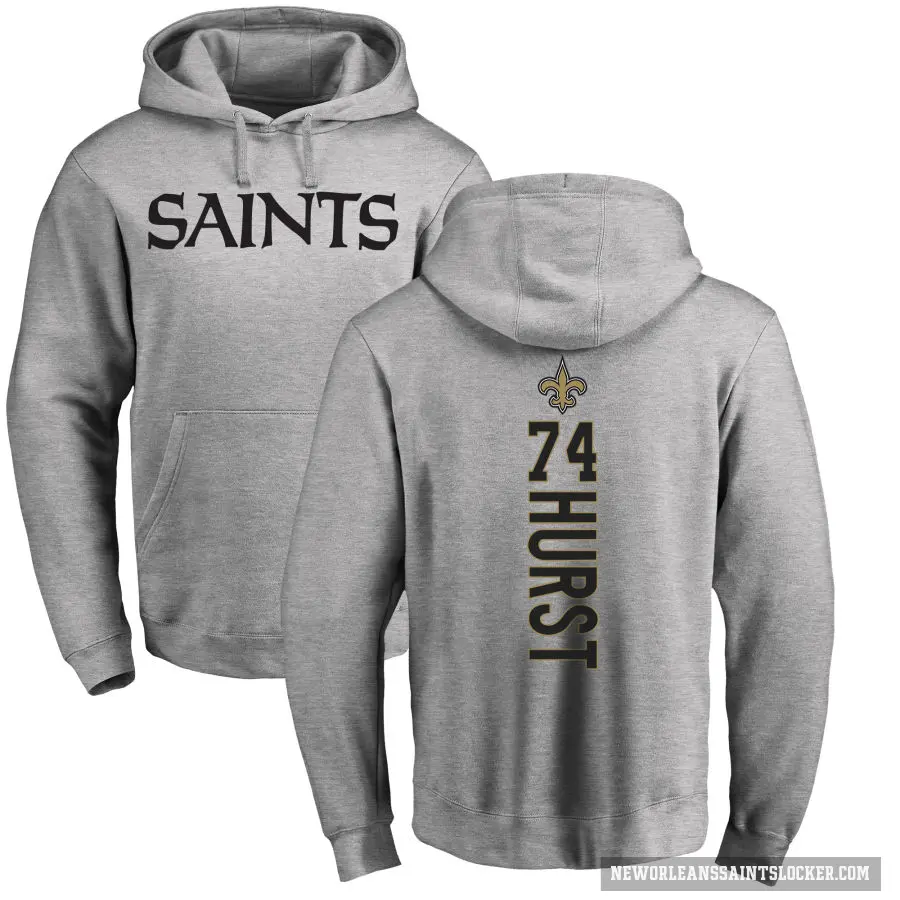 Men's ＃74 James Hurst New Orleans Saints Pro Line Ash Backer Pullover Hoodie