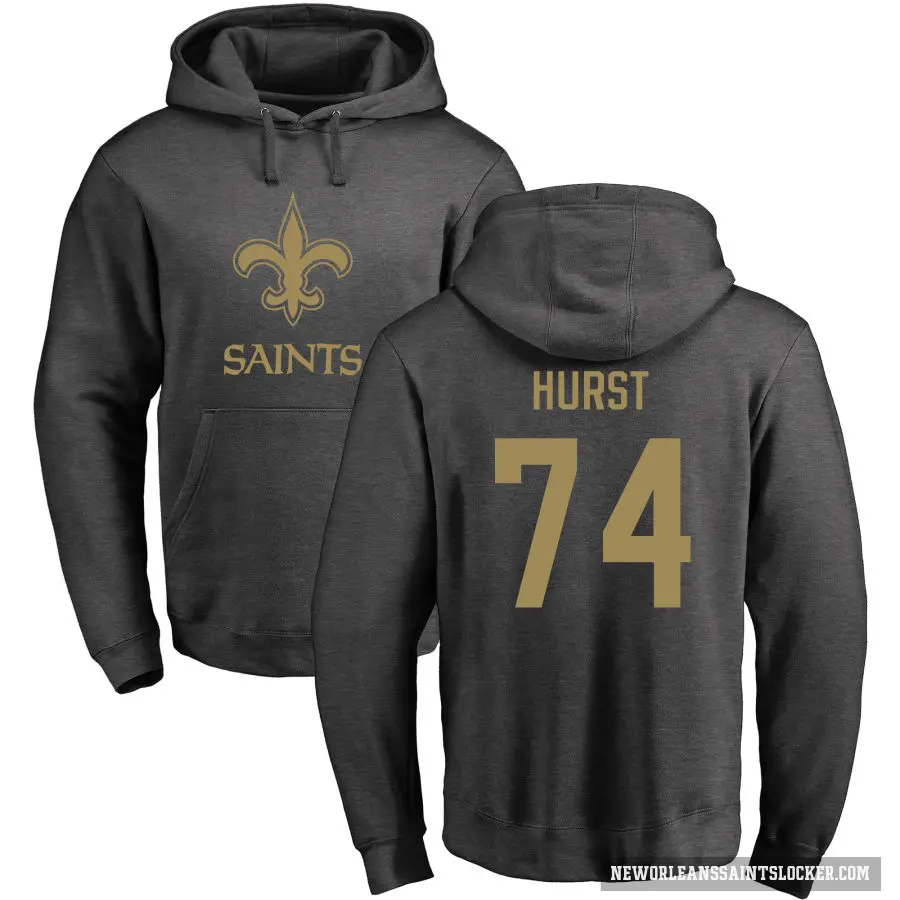 Men's ＃74 James Hurst New Orleans Saints Pro Line by Branded Ash One Color Pullover Hoodie