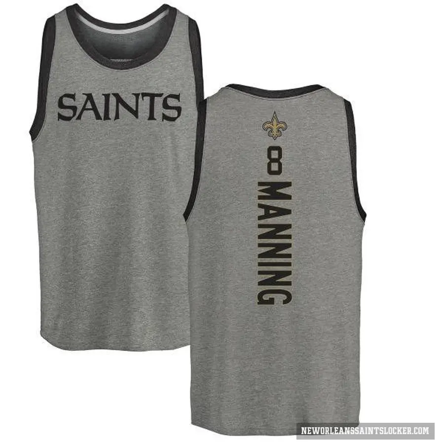 Men's ＃8 Archie Manning New Orleans Saints Ash Backer Tank Top