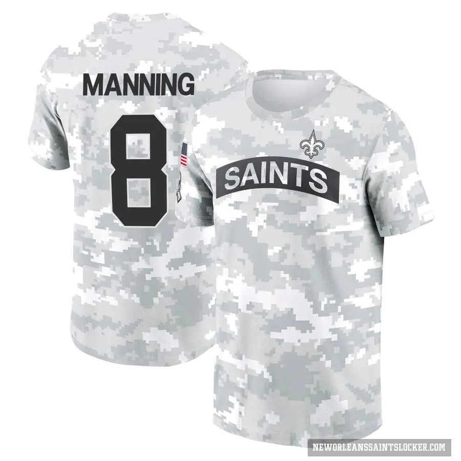 Men's ＃8 Archie Manning New Orleans Saints Camo Arctic 2024 Salute to Service Performance T-Shirt