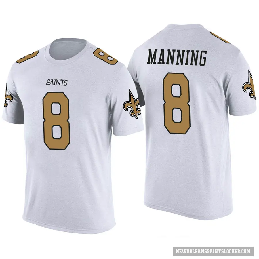 Men's ＃8 Archie Manning New Orleans Saints White Color Rush T-Shirt