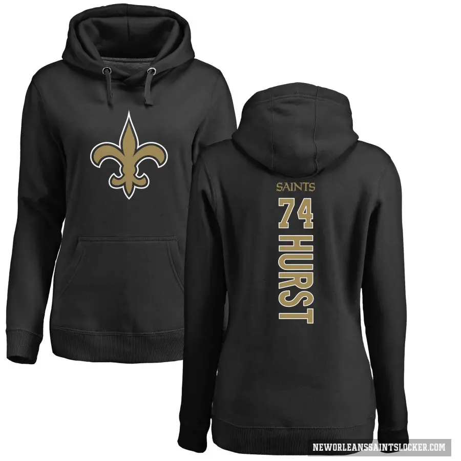 Women's ＃74 James Hurst New Orleans Saints Black Pro Line Backer Pullover Hoodie