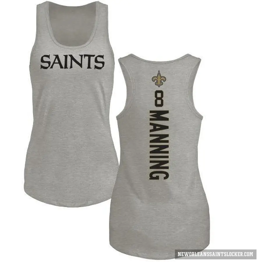Women's ＃8 Archie Manning New Orleans Saints Ash Backer Tank Top