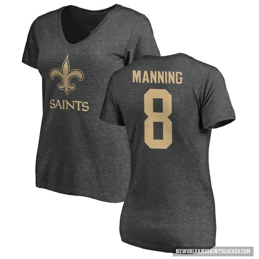 Women's ＃8 Archie Manning New Orleans Saints Ash One Color T-Shirt