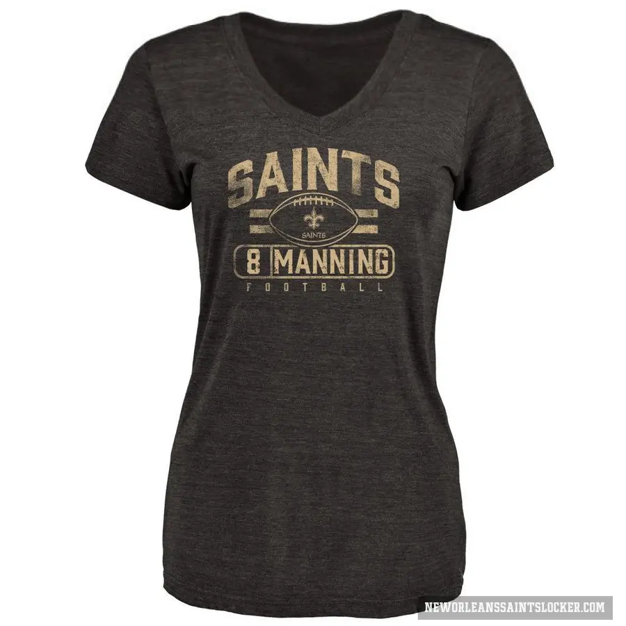 Women's ＃8 Archie Manning New Orleans Saints Black Flanker T-Shirt