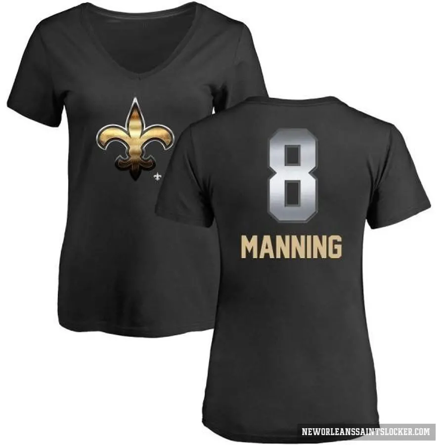 Women's ＃8 Archie Manning New Orleans Saints Black Midnight Mascot T-Shirt