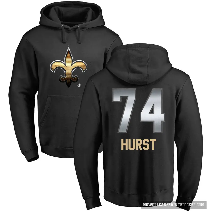 Youth ＃74 James Hurst New Orleans Saints Black Midnight Mascot Pullover Hoodie