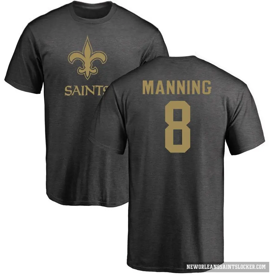 Youth ＃8 Archie Manning New Orleans Saints Ash One Color T-Shirt