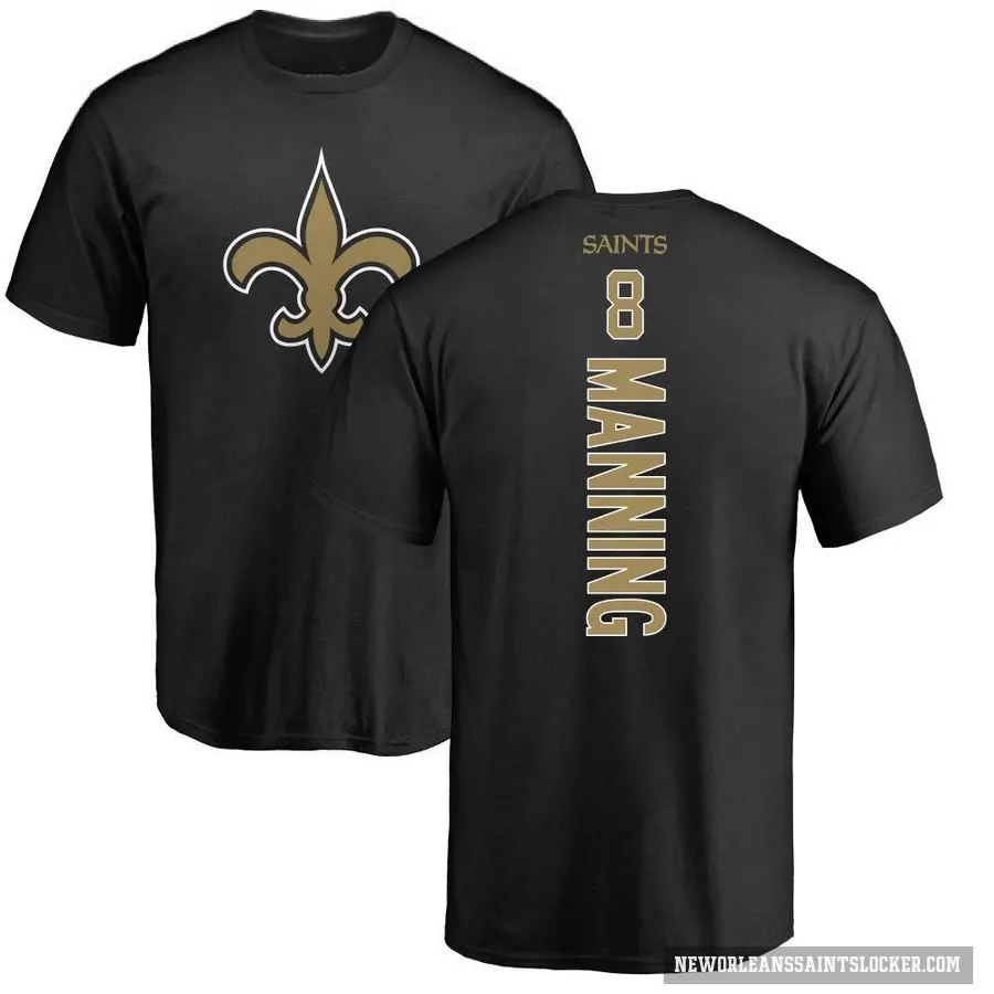 Youth ＃8 Archie Manning New Orleans Saints Black Backer T-Shirt