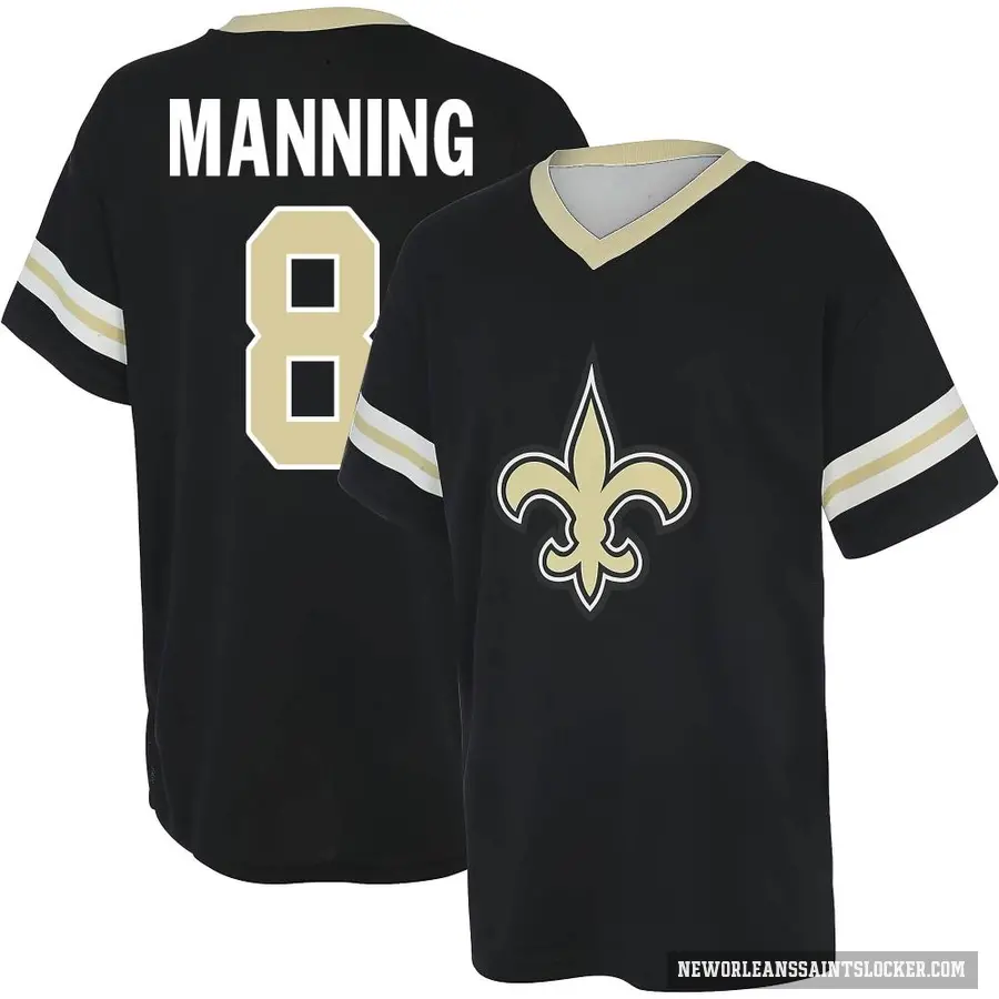 Youth ＃8 Archie Manning New Orleans Saints Black Game Day V-Neck T-Shirt