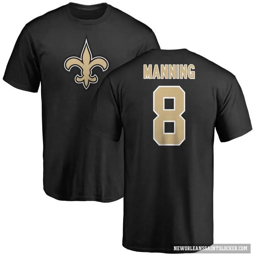 Youth ＃8 Archie Manning New Orleans Saints Black Logo T-Shirt